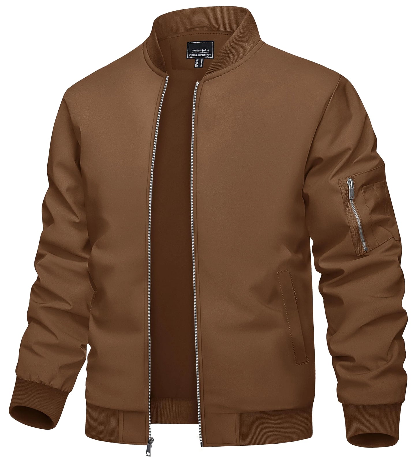 Men’s Classic Bomber Jacket – Lightweight Casual Zip-Up Coat with Utility Sleeve Pocket