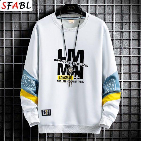 Men’s Colorblock Graphic Sweatshirt – Streetwear Long Sleeve Pullover (LM Trend Design)